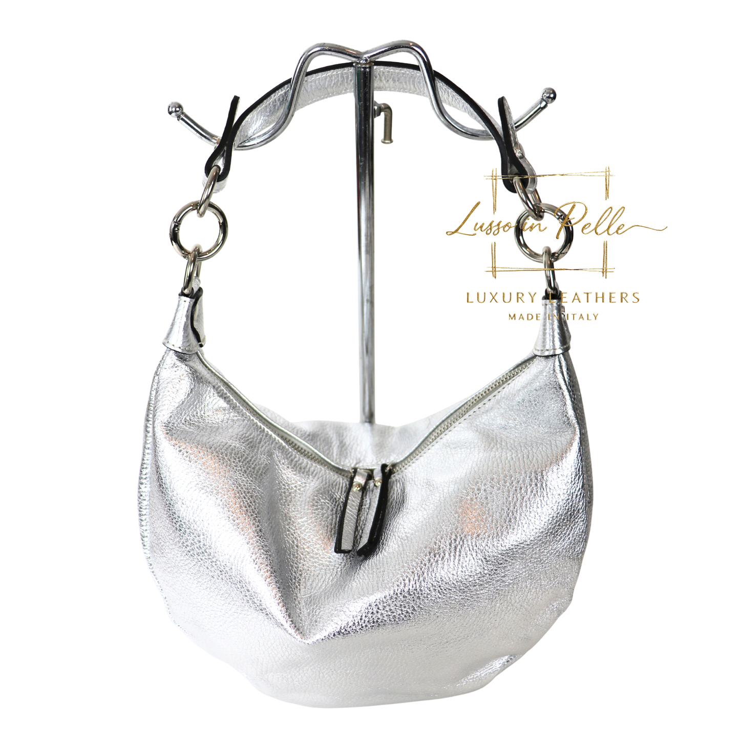 Grain Leather Half Moon Shoulder & Crossbody Bag
