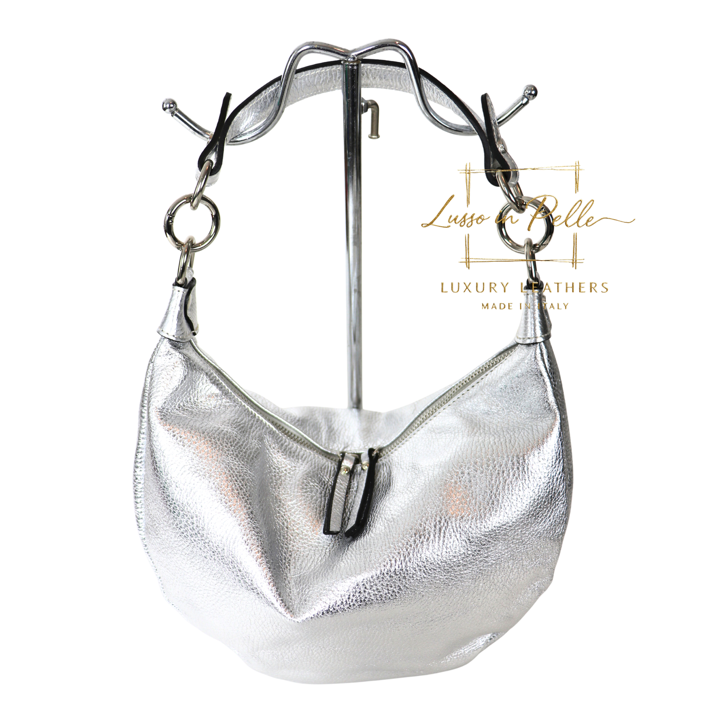 Grain Leather Half Moon Shoulder & Crossbody Bag