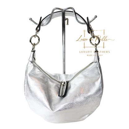Grain Leather Half Moon Shoulder & Crossbody Bag