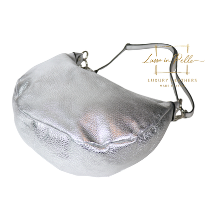 Grain Leather Half Moon Shoulder & Crossbody Bag