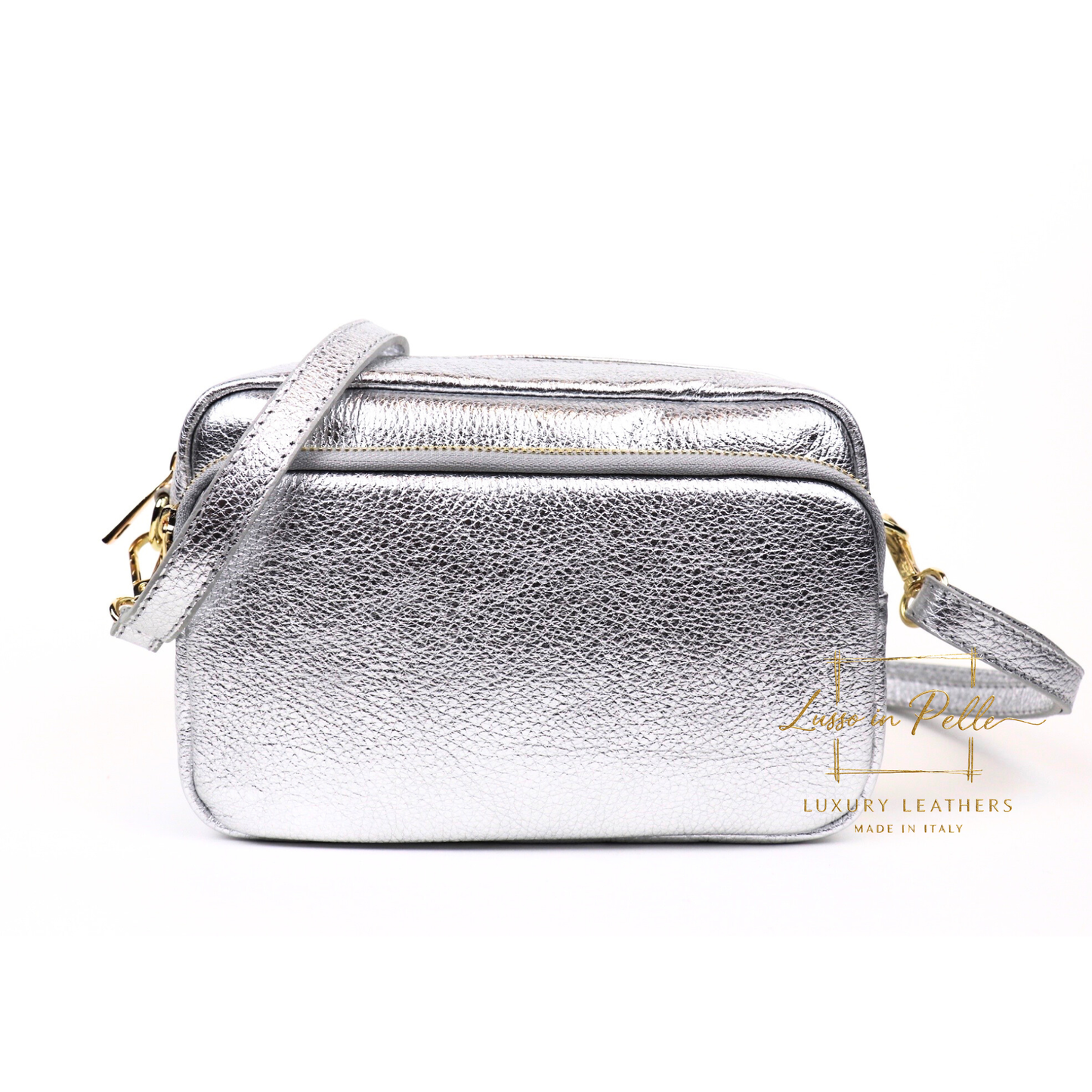 Double Zip Genuine Italian Leather Handbag