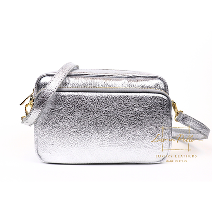 Double Zip Genuine Italian Leather Handbag