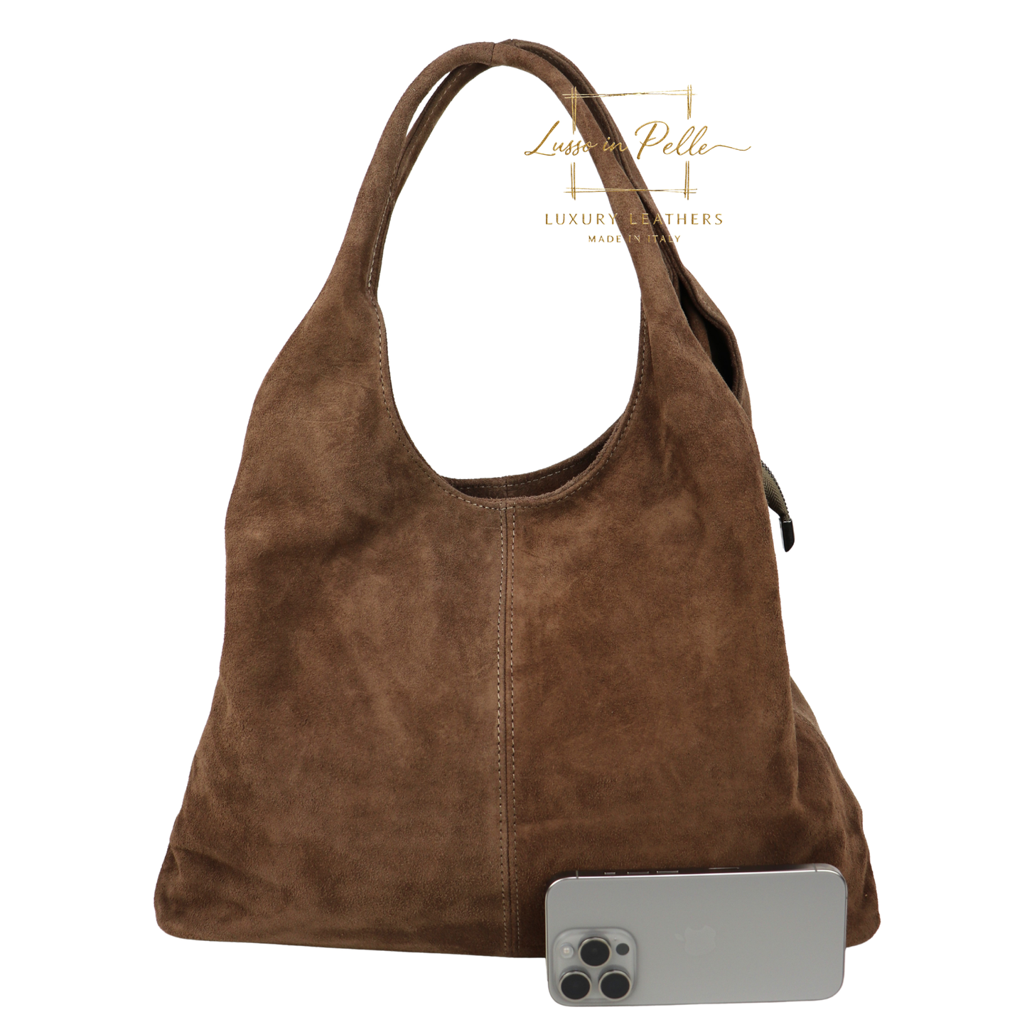 Lusso Double Handle Large Suede Shoulder Tote