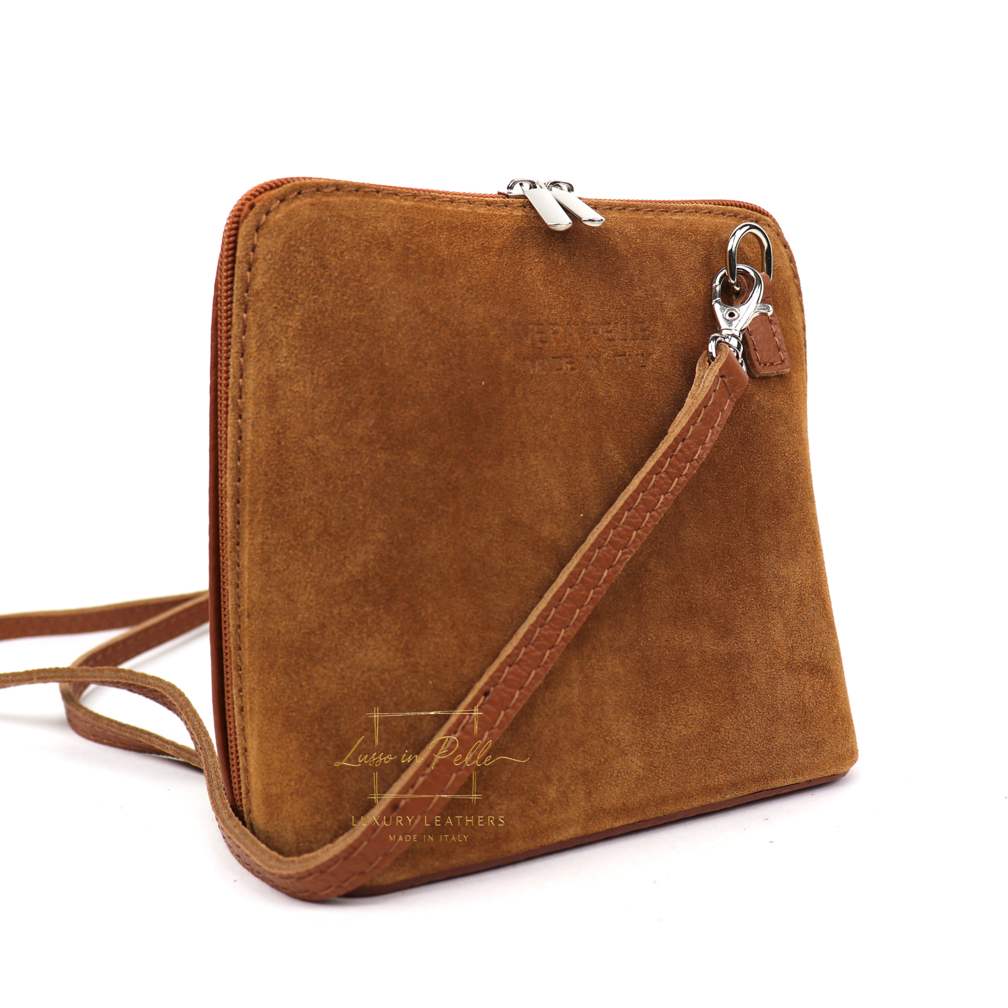 Ella Small Suede Front Grain Leather Handbag with Detachable Straps