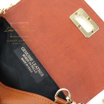 Small Pebbled Leather Clutch/Shoulder/Crossbody Bag with Bamboo-Style Clasp