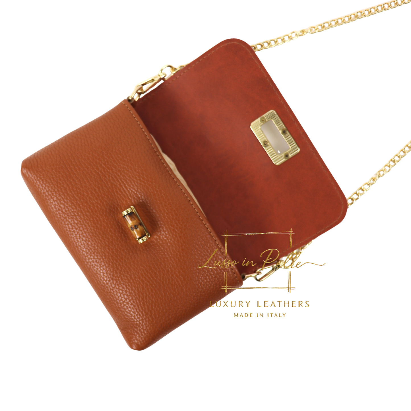 Small Pebbled Leather Clutch/Shoulder/Crossbody Bag with Bamboo-Style Clasp