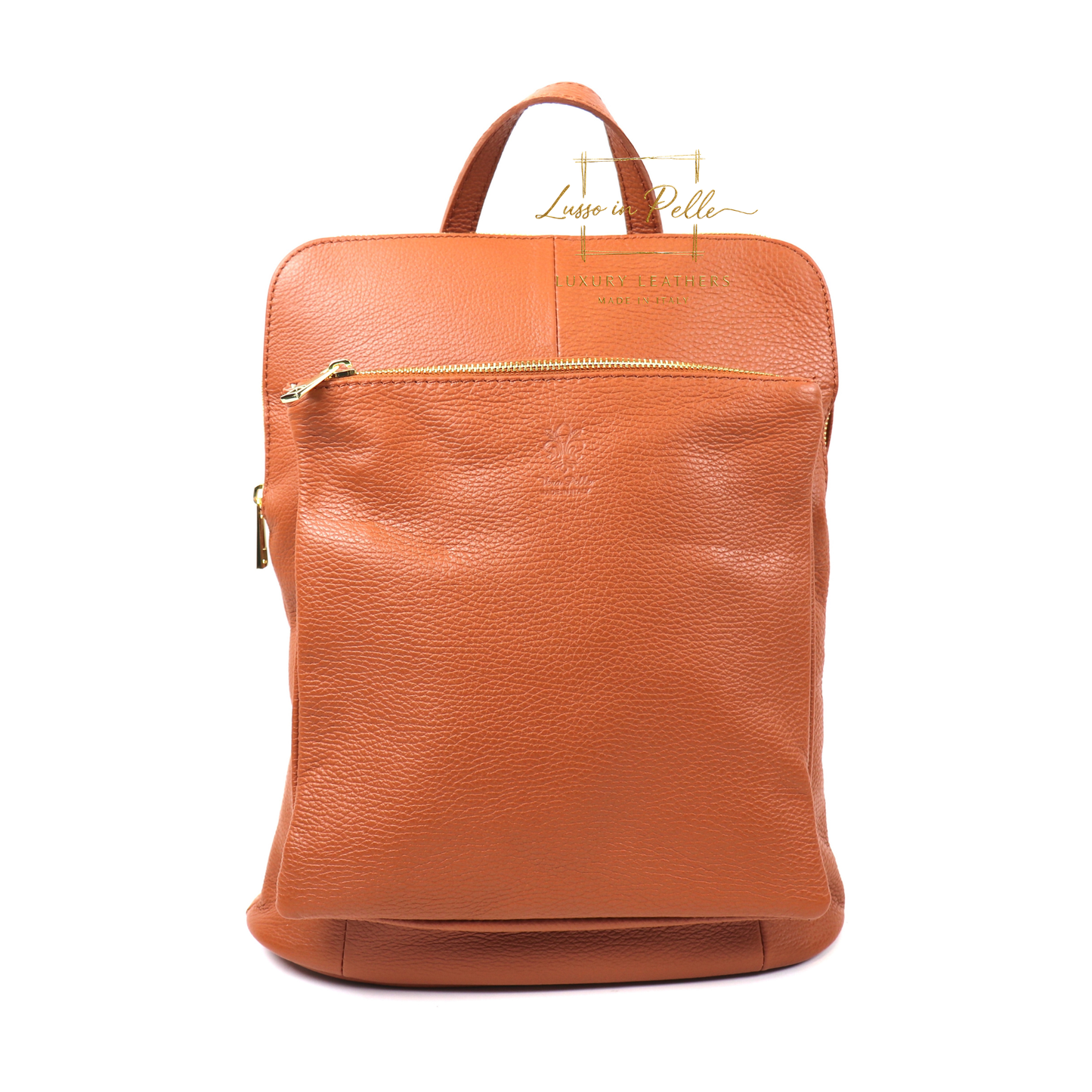 Large Versatile Italian Pebbled Leather Backpack