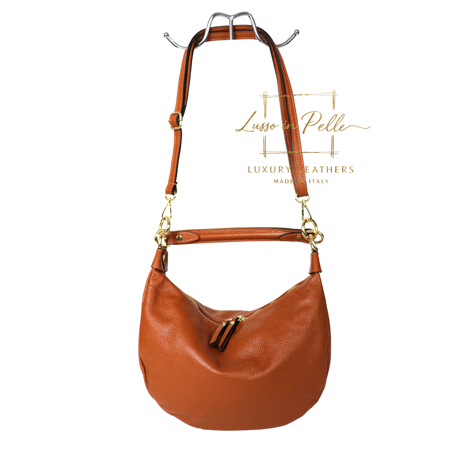 Grain Leather Half Moon Shoulder & Crossbody Bag