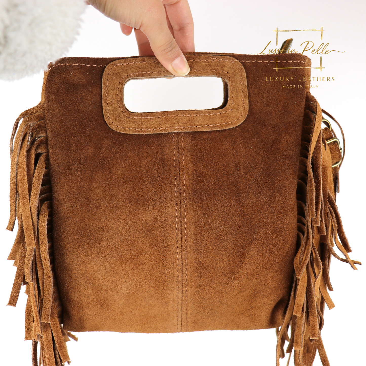Suede Boho Tassel Crossbody Bag with Adjustable Detachable Straps