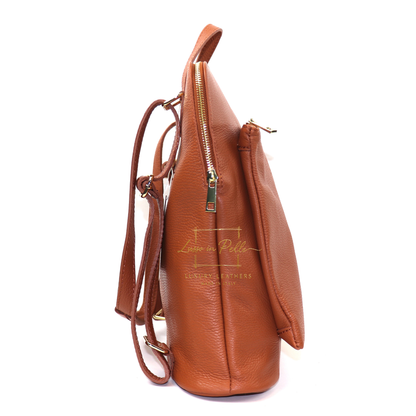 Large Versatile Italian Pebbled Leather Backpack & Crossbody Bag
