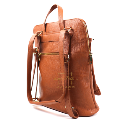 Large Versatile Italian Pebbled Leather Backpack & Crossbody Bag