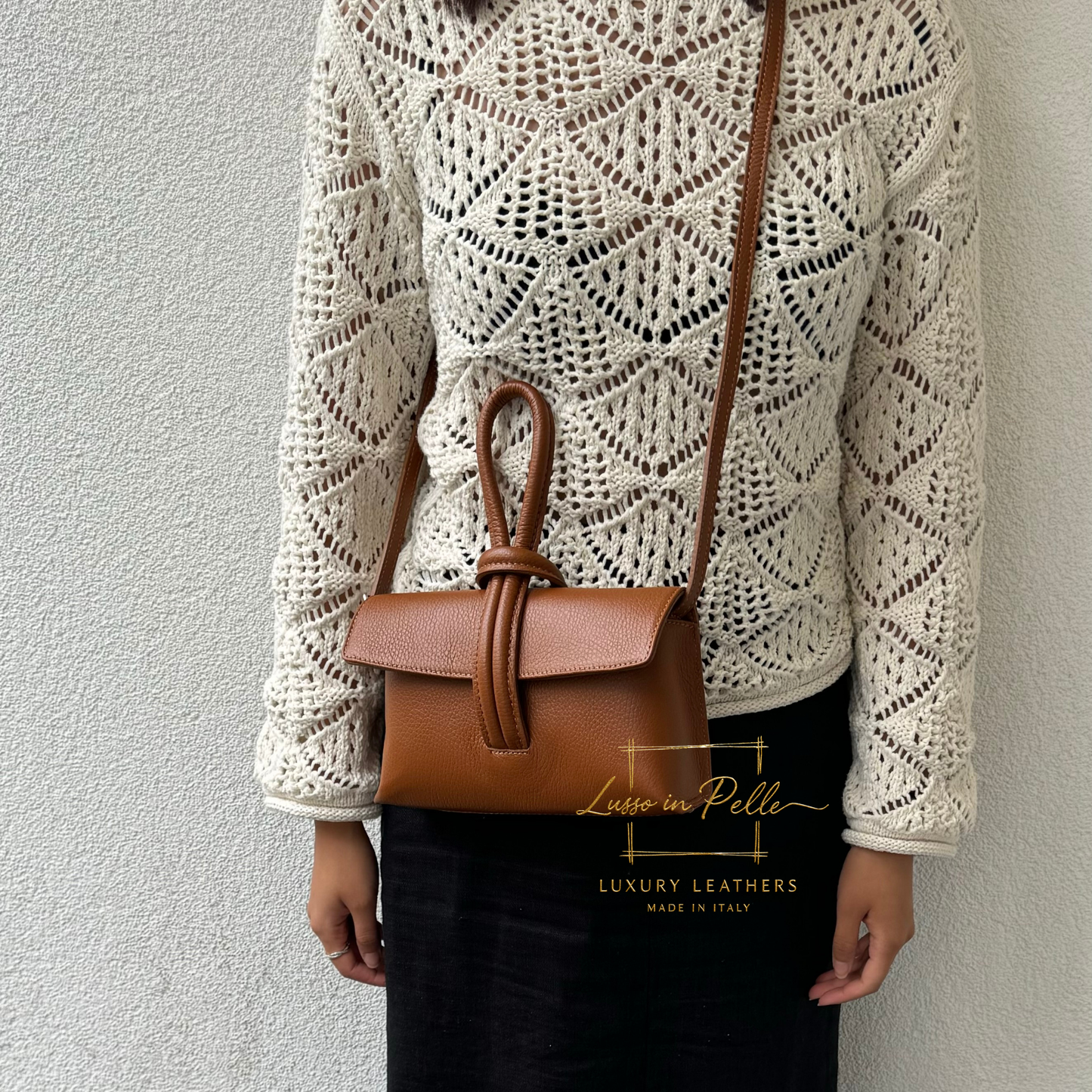 Rose Italian Versatile Leather Bag - Wrist Bag - Clutch Bag