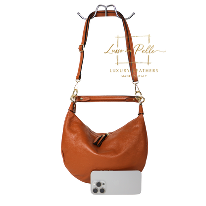 Grain Leather Half Moon Shoulder & Crossbody Bag
