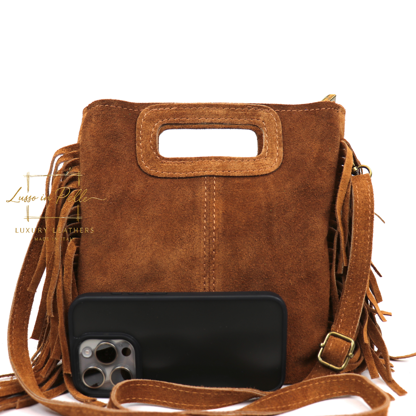 Suede Boho Tassel Crossbody Bag with Adjustable Detachable Straps
