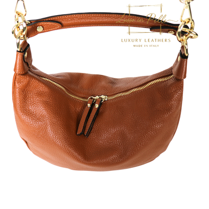 Grain Leather Half Moon Shoulder & Crossbody Bag