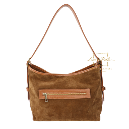 Medium Suede Handbag with Adjustable Leather Straps
