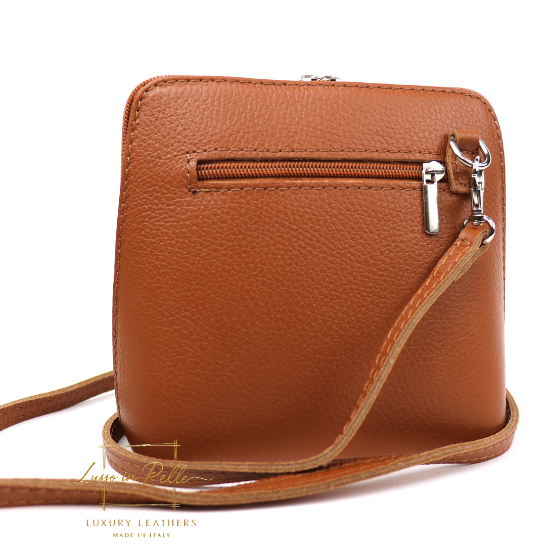 Small Suede Front Grain Leather Handbag with Detachable Straps