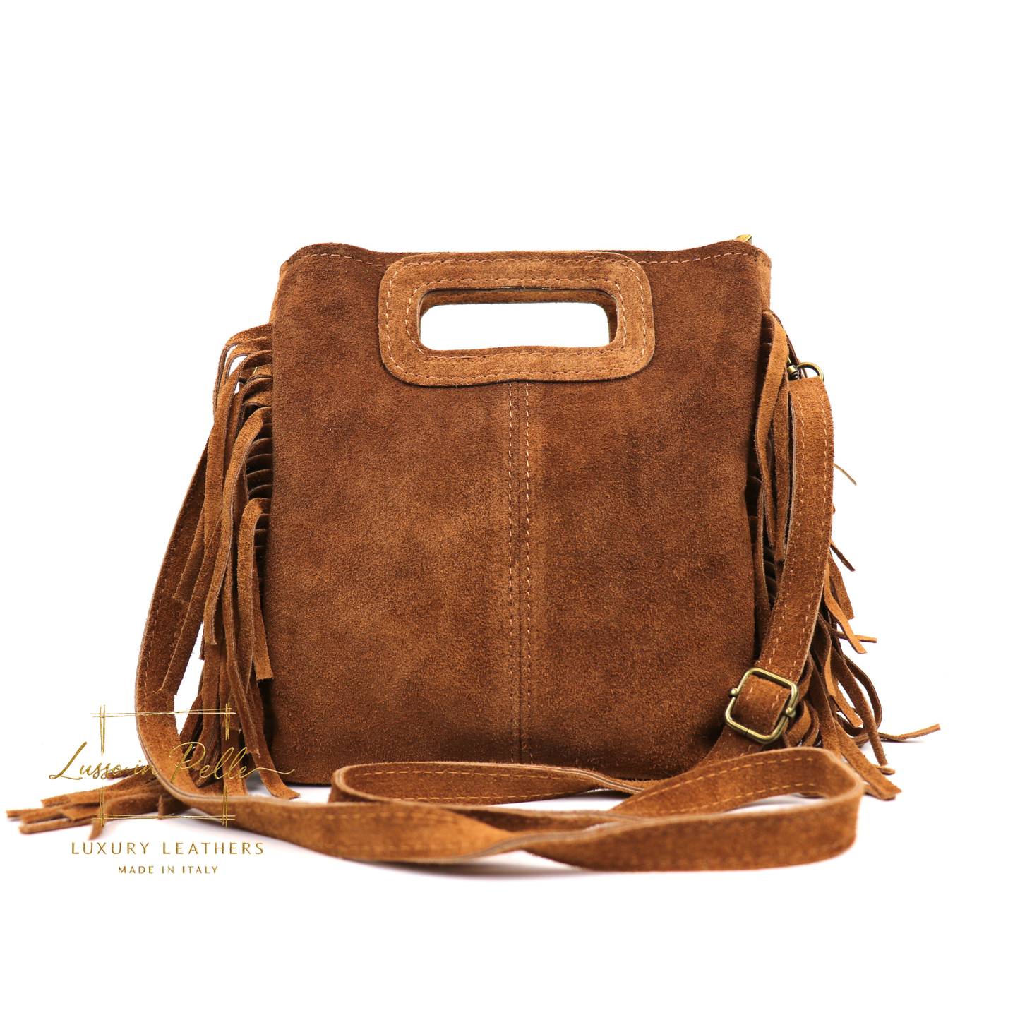 Suede Boho Tassel Crossbody Bag with Adjustable Detachable Straps