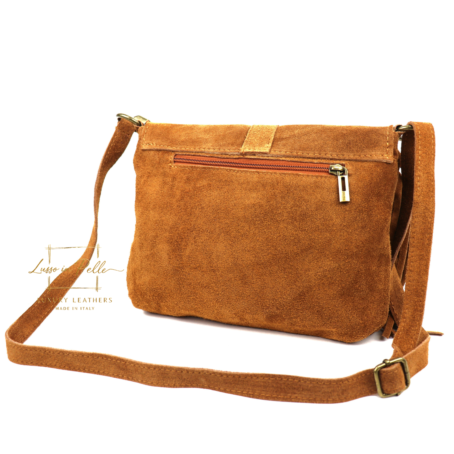 Fringe Suede Crossbody Bag with Adjustable Straps
