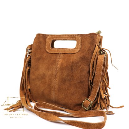 Suede Boho Tassel Crossbody Bag with Adjustable Detachable Straps
