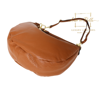 Grain Leather Half Moon Shoulder & Crossbody Bag