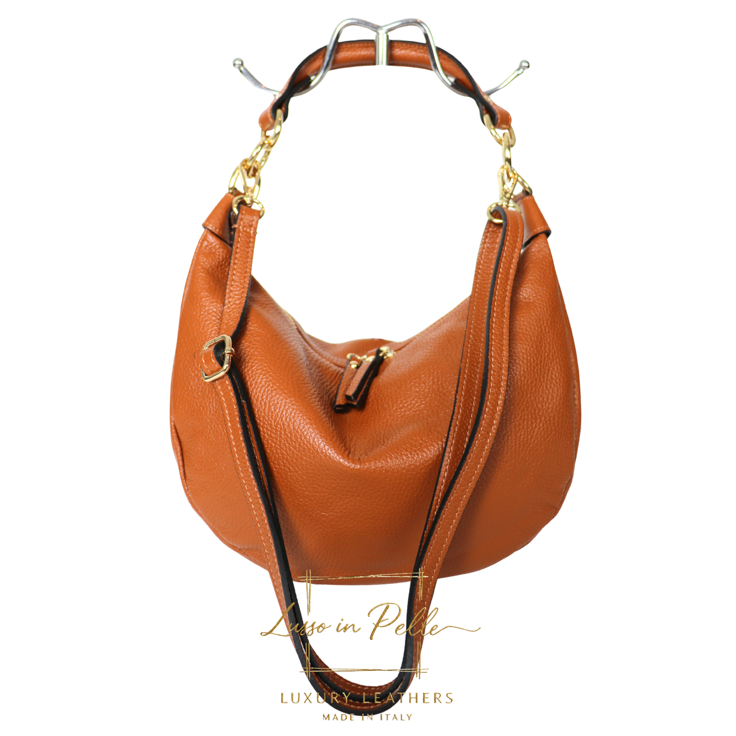 Grain Leather Half Moon Shoulder & Crossbody Bag