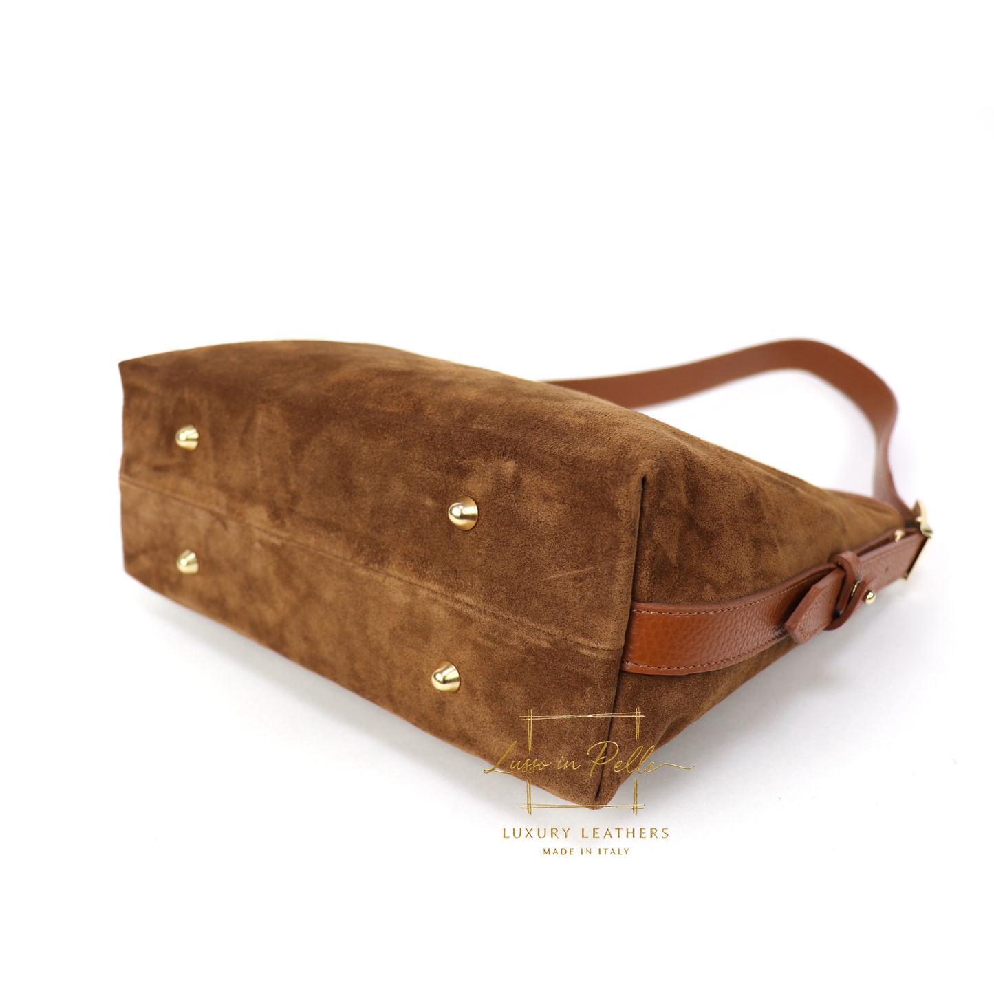 Medium Suede Handbag with Adjustable Leather Straps