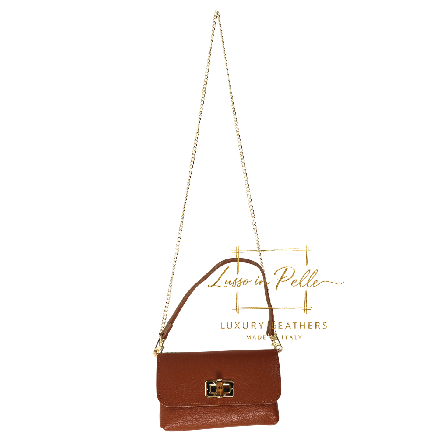 Small Pebbled Leather Clutch/Shoulder/Crossbody Bag with Bamboo-Style Clasp