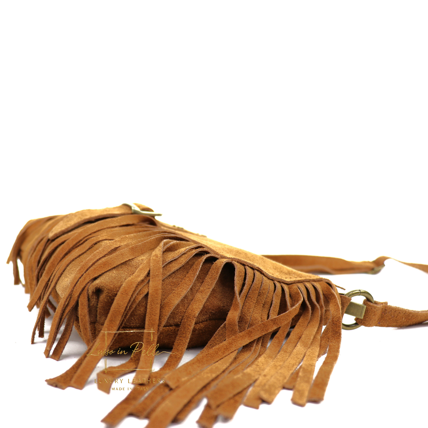 Fringe Suede Crossbody Bag with Adjustable Straps