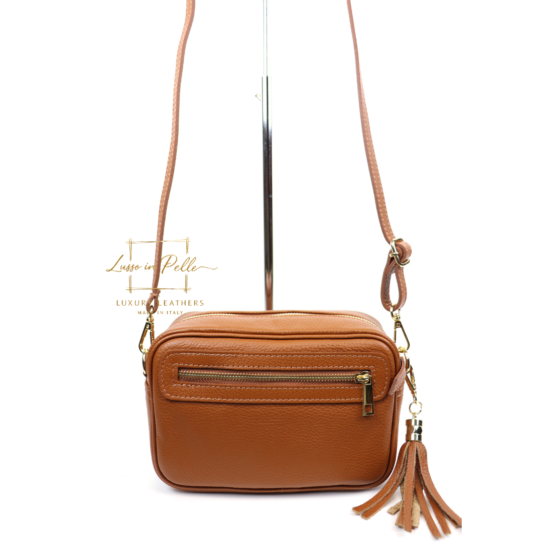 Bella Genuine Italian Pebbled Leather Box Bag