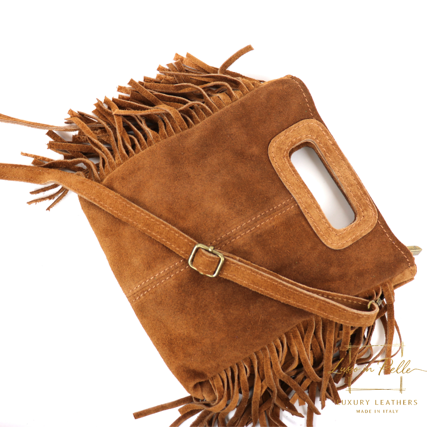 Suede Boho Tassel Crossbody Bag with Adjustable Detachable Straps