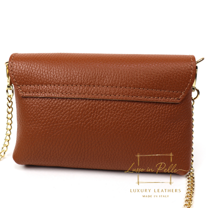 Small Pebbled Leather Clutch/Shoulder/Crossbody Bag with Bamboo-Style Clasp