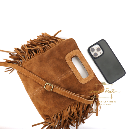 Suede Boho Tassel Crossbody Bag with Adjustable Detachable Straps