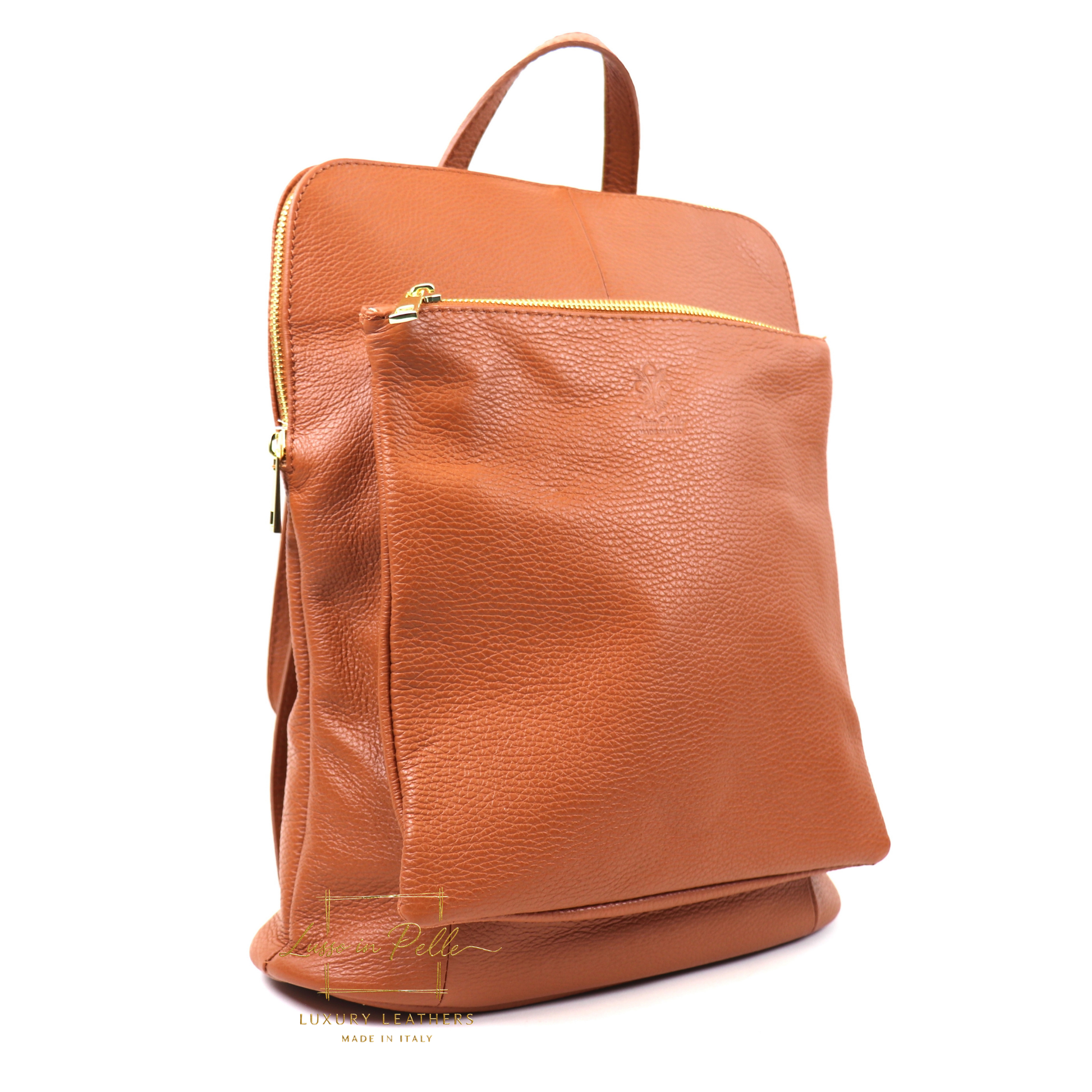 Large Versatile Italian Pebbled Leather Backpack & Crossbody Bag – Lussoinpelle
