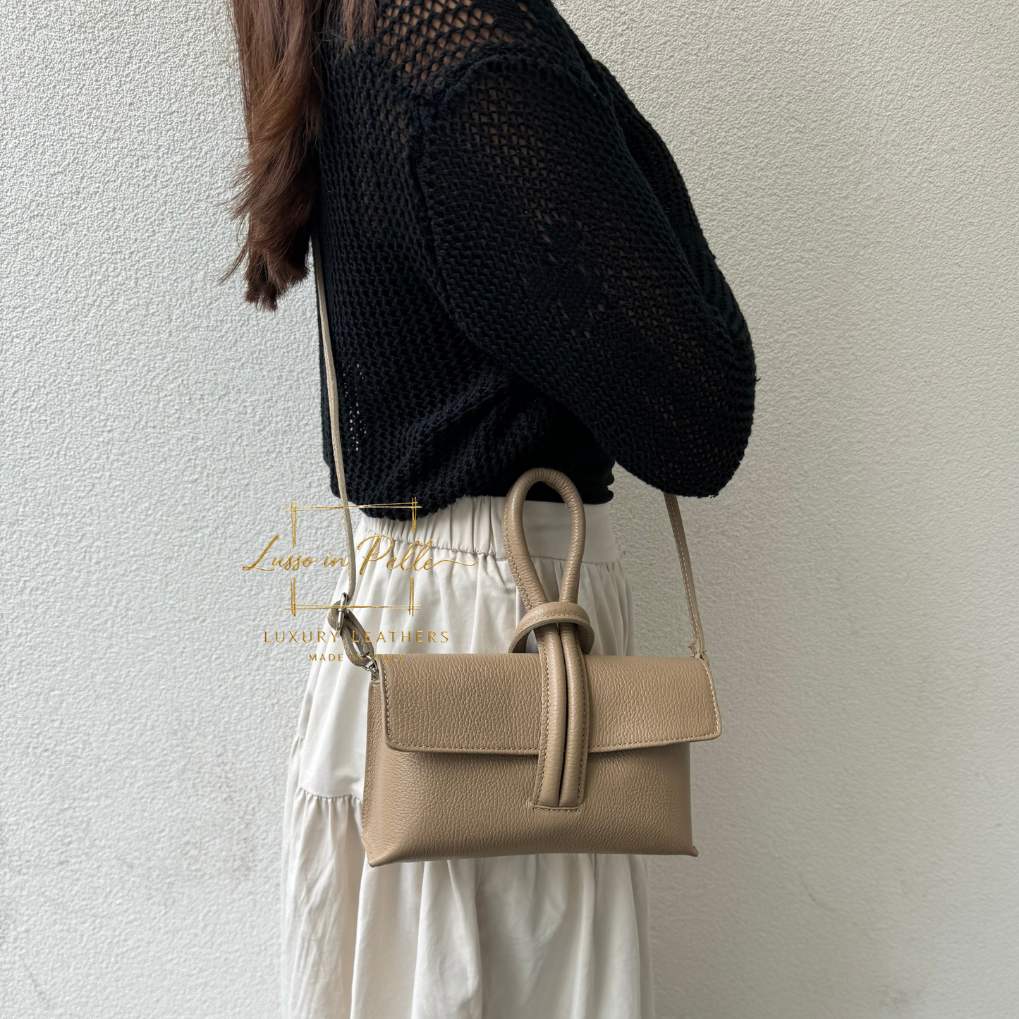 Rose Italian Versatile Leather Bag - Wrist Bag - Clutch Bag