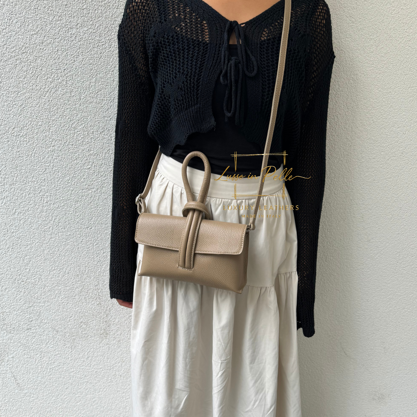 Rose Italian Versatile Leather Bag - Wrist Bag - Clutch Bag