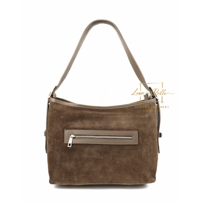 Medium Suede Handbag with Adjustable Leather Straps