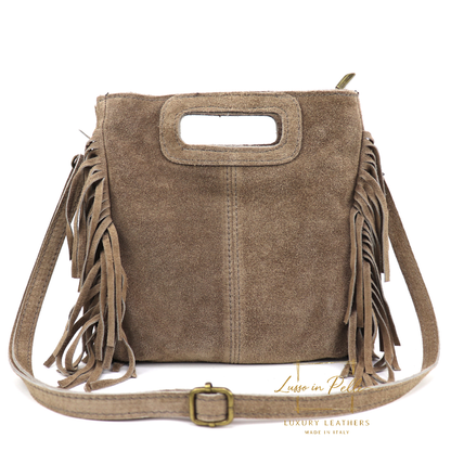 Suede Boho Tassel Crossbody Bag with Adjustable Detachable Straps