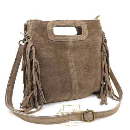 Suede Boho Tassel Crossbody Bag with Adjustable Detachable Straps