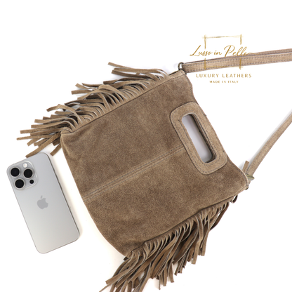 Suede Boho Tassel Crossbody Bag with Adjustable Detachable Straps
