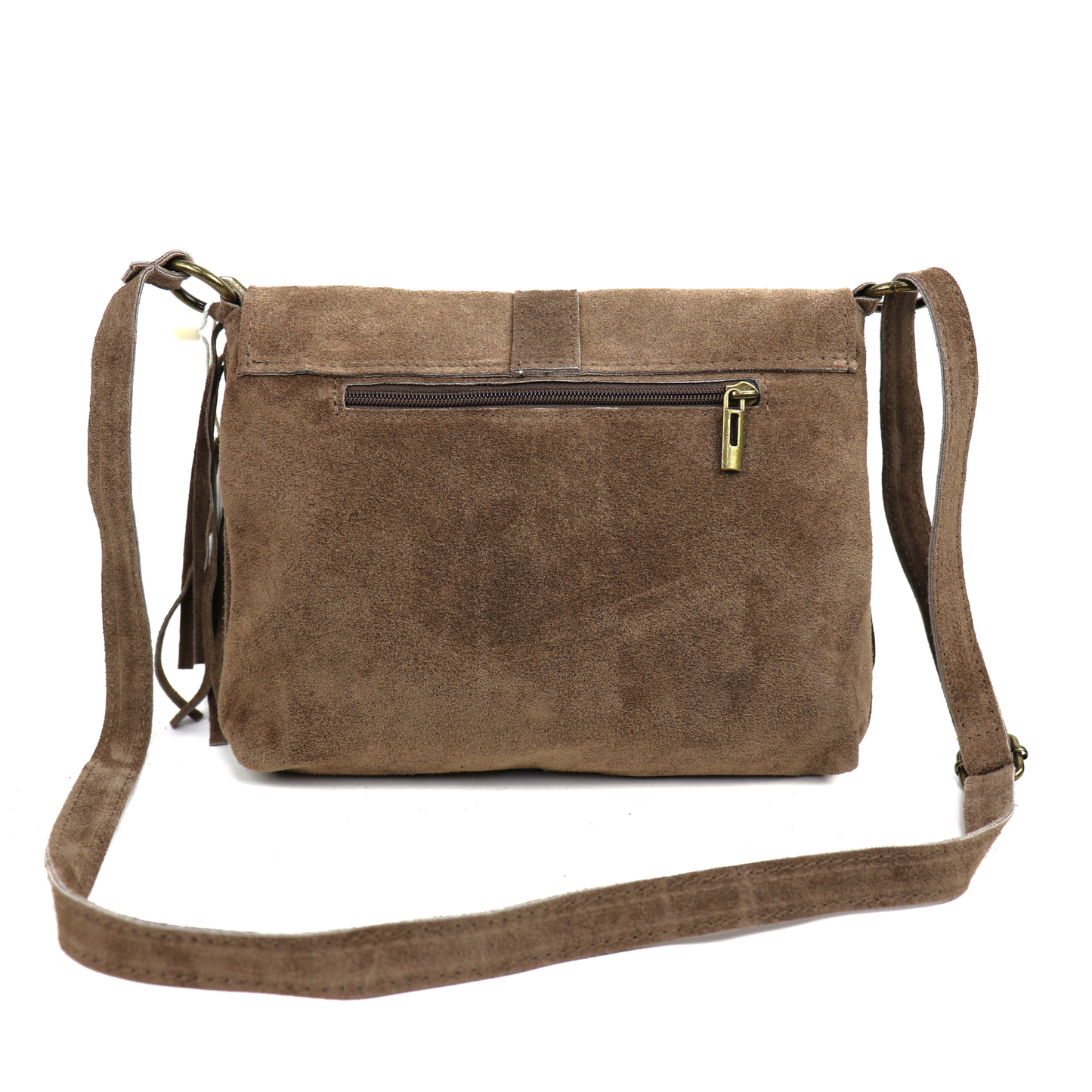 Fringe Suede Crossbody Bag with Adjustable Straps