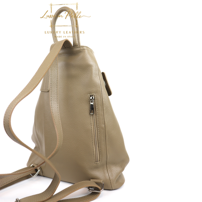 Fold-over Pebbled Leather Backpack