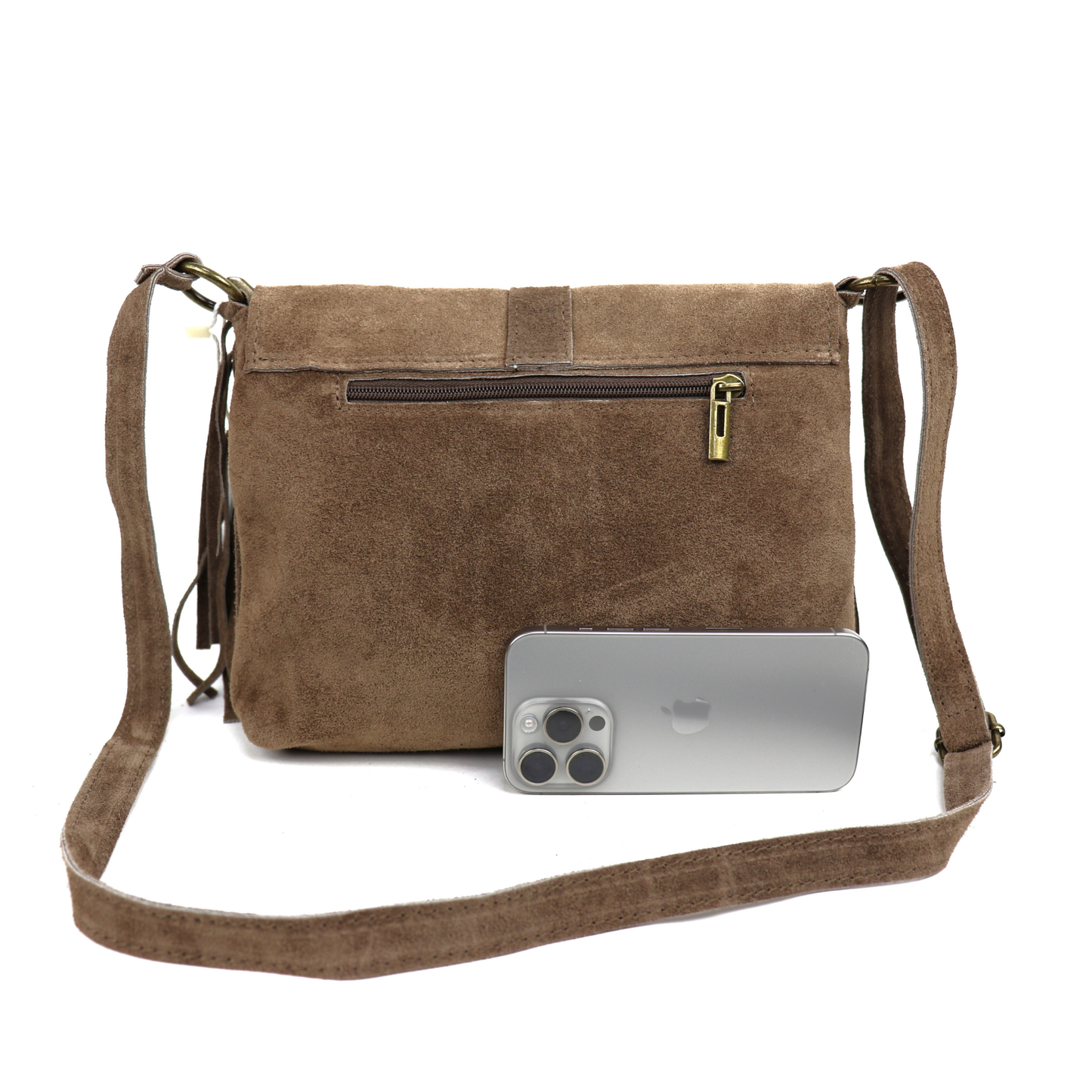 Fringe Suede Crossbody Bag with Adjustable Straps