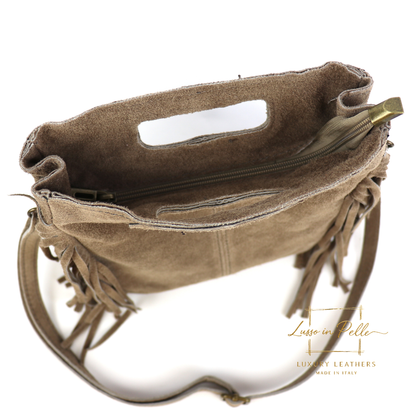 Suede Boho Tassel Crossbody Bag with Adjustable Detachable Straps