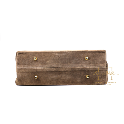 Medium Suede Handbag with Adjustable Leather Straps