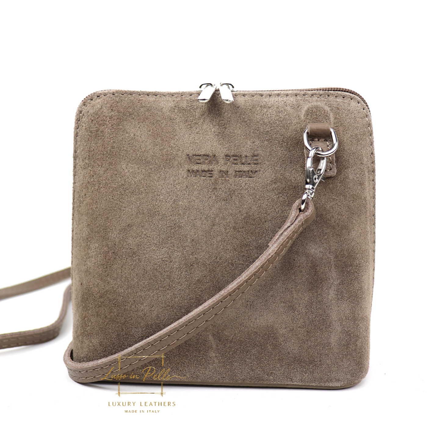 Ella Small Suede Front Grain Leather Handbag with Detachable Straps