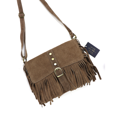 Fringe Suede Crossbody Bag with Adjustable Straps