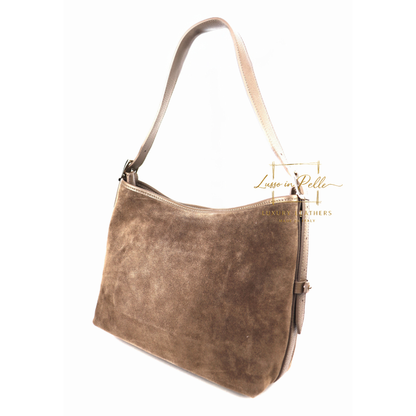 Medium Suede Handbag with Adjustable Leather Straps