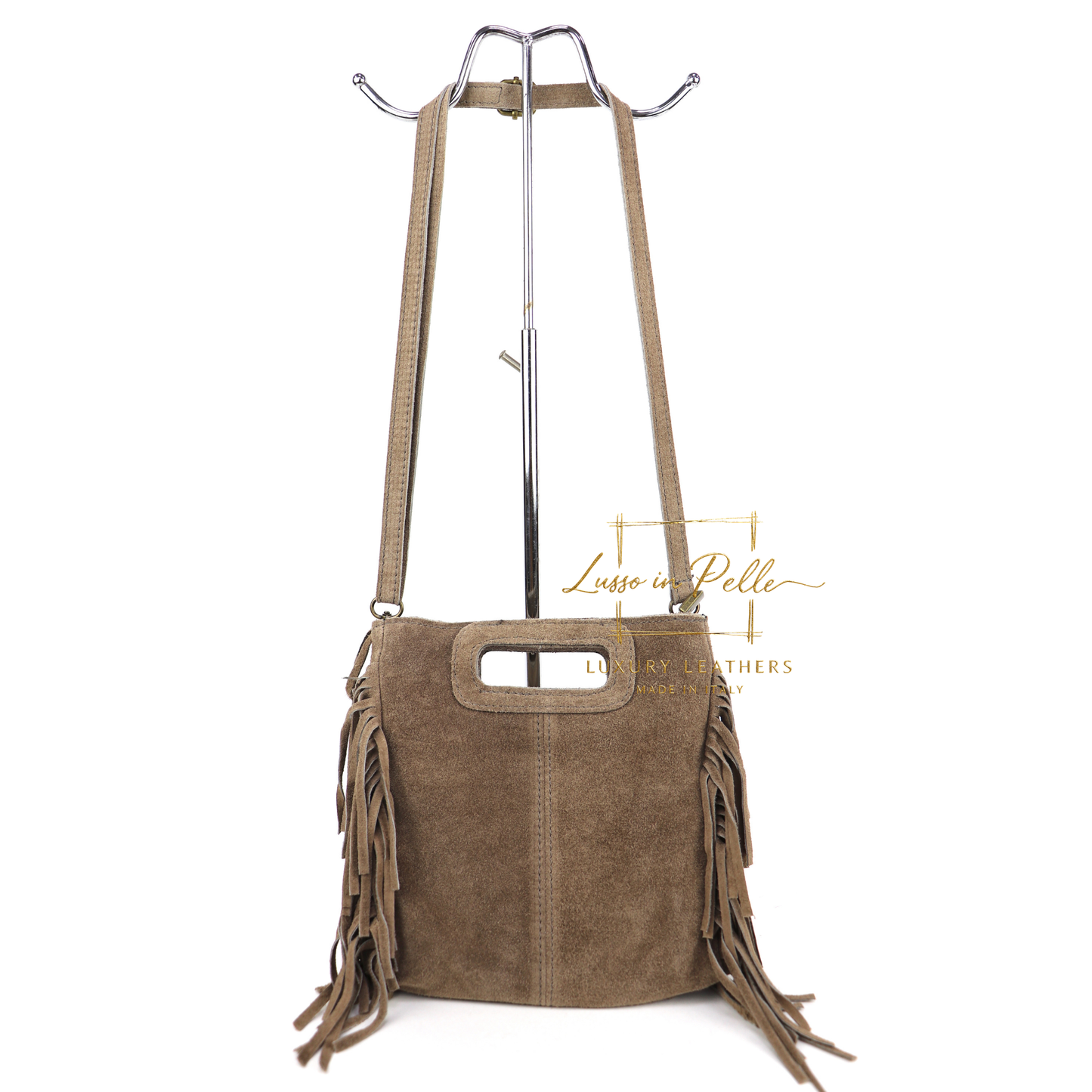 Suede Boho Tassel Crossbody Bag with Adjustable Detachable Straps