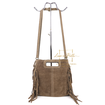 Suede Boho Tassel Crossbody Bag with Adjustable Detachable Straps